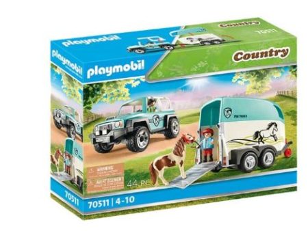 PLAYMOBIL CAR WITH PONY TRAILER Cheap