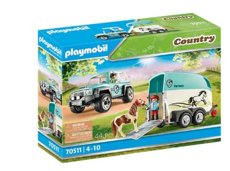 PLAYMOBIL CAR WITH PONY TRAILER Cheap