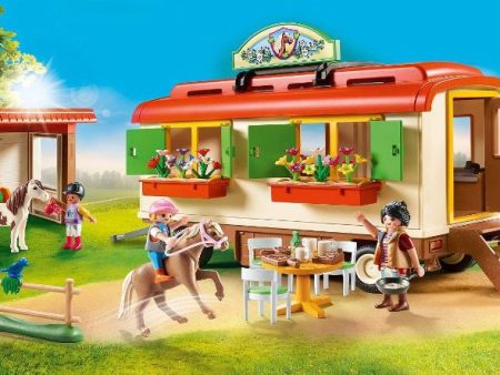 PLAYMOBIL PONY SHELTER WITH MOBILE HOME - 70510 Cheap