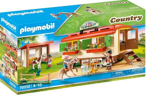 PLAYMOBIL PONY SHELTER WITH MOBILE HOME - 70510 Cheap