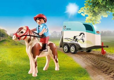 PLAYMOBIL CAR WITH PONY TRAILER Cheap