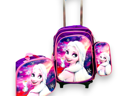 15* Inches Premium Frozen Trolley School Bag Set Sale