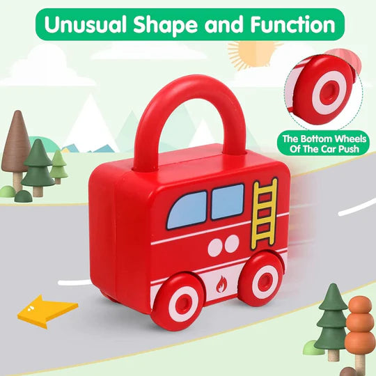 6Pcs Montessori Unlock Cars Push Toy With Keys Online now