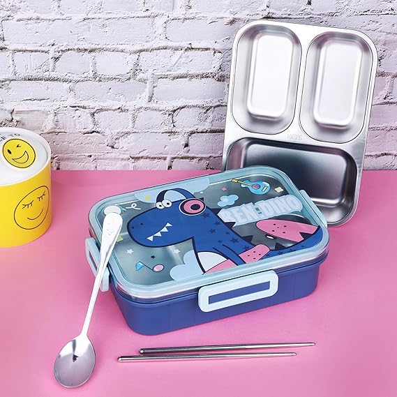 750ml Kids Stainless Steel Lunch Box With Spoon & Chopsticks Fashion