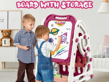 90cm Multi-functional Artistic Drawing Board With Book Shelf - Pink Supply