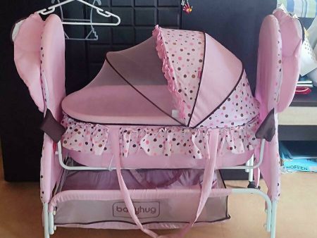 BABYHUG Froggy Print Cradle with Mosquito Net and Swing Lock Function Online Sale