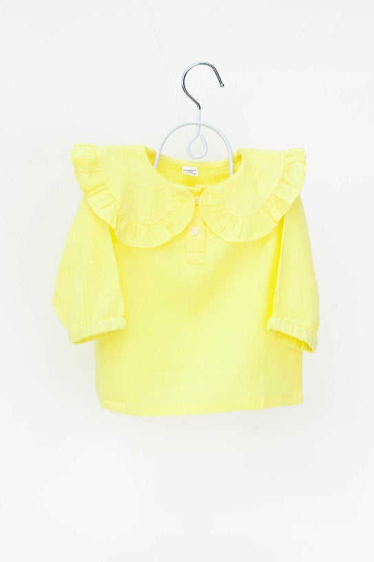 100% Cotton Yellow Frill Top for Girls Online now