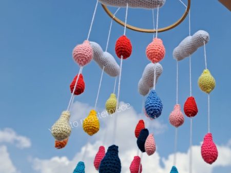 Crochet cradle hanging  cot mobile with bells For Sale