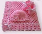 Crochet baby blanket, booties and cap Online