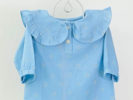 Adorable sky blue frill tops, 100% cotton for babies and toddlers (0 months - 5 years) Online now