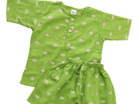 100% cotton green soft and comfortable coord set For Discount