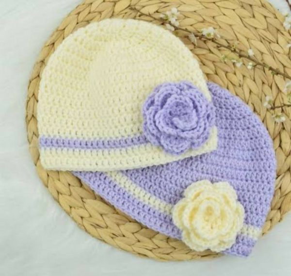 Crochet baby girl beanie  hat For Sale