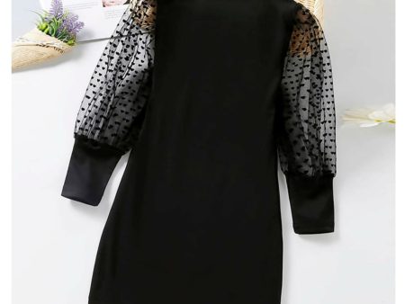 Girls Black Solid Full Sleeve Casual Dress Cheap