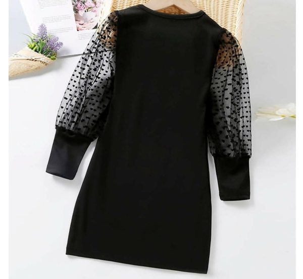 Girls Black Solid Full Sleeve Casual Dress Cheap