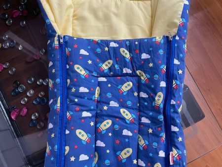 BABYHUG 100% Cotton Sleeping Bag cum Carry Nest Space Print - Navy Blue For Discount