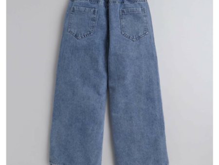 Blue Solid Jeans For Girls Supply