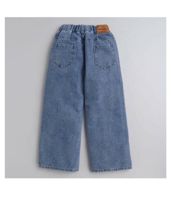 Blue Solid Jeans For Girls Supply