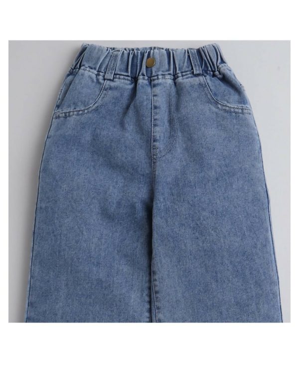 Blue Solid Jeans For Girls Supply