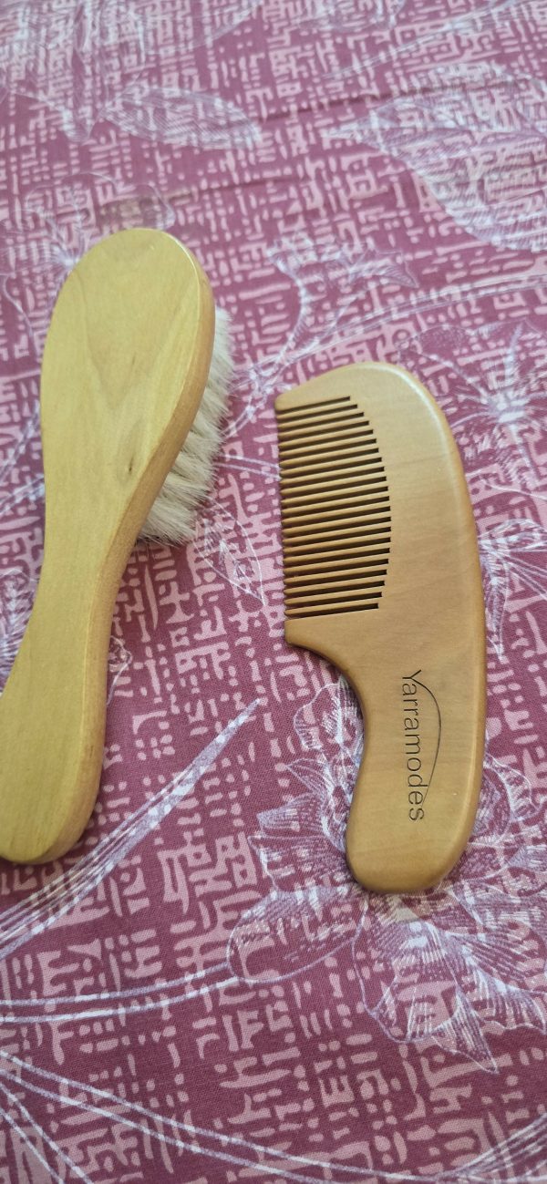 Hair Brush, Hair Wooden Comb, Box of Rubber Bands Supply