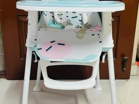 BABYHUG Comfy High Chair with Printed Cushion - Blue For Sale