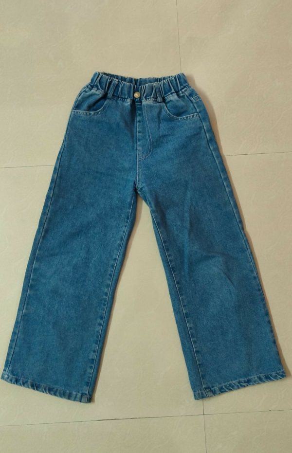 Blue Solid Jeans For Girls Supply