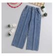 Blue Solid Jeans For Girls Supply