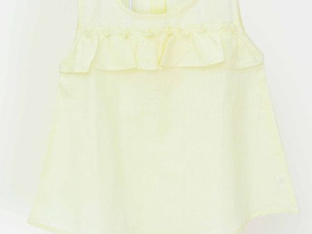 Yellow 100% cotton adorable umbrella top for girls Fashion