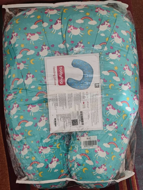 BABYHUG Feeding Pillow 100% Cotton Unicorn Print - Blue Online Sale