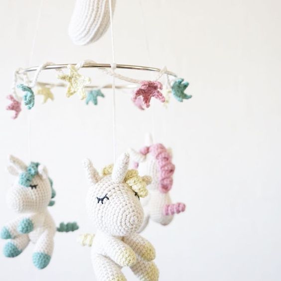 Cot Mobile with Crochet Animals Online now