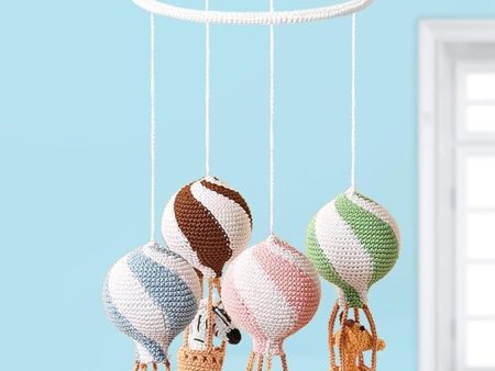 Cot Mobile with Animals in Hot Air Balloon (Crochet) For Sale