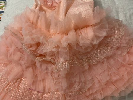 1st Birthday Peach Frock Dress for Baby Girl Supply