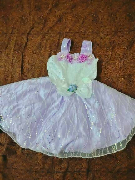 1st Birthday Beautiful White Lavender Party Frock Dress for Baby Girl For Discount