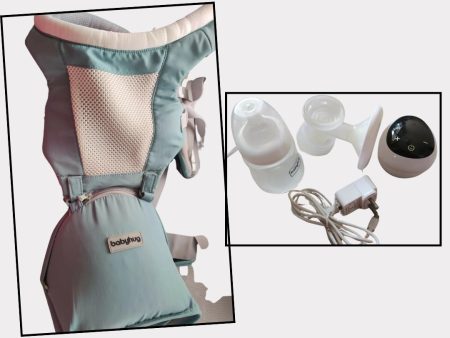 Combo of BABYHUG Portable Electric Breast Pump & BABYHUG 5 In 1 Hip Seat Cum Baby Carrier Sale