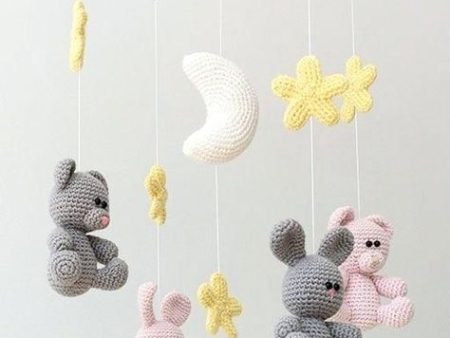 Cot Mobile with Crochet Animals Online now