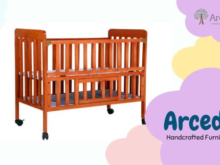 ARCEDO Florence Wooden Baby Cot With Mosquitoes net, Dimensions: H82.5×W59.6×L102.8 cm Fashion