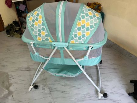 Bassinet Cum Rocker With Mosquito Net (Green) Hot on Sale