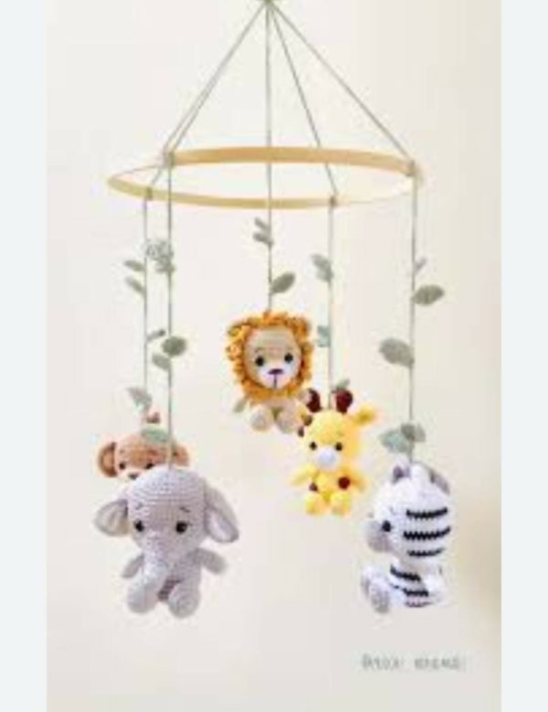 Cot Mobile with Crochet Animals Online now