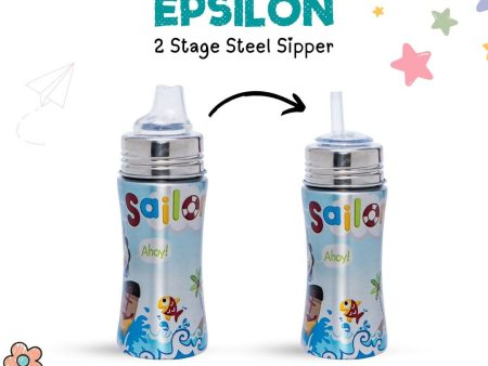 ADORE Epsilon 2 Stage Printed Stainless Steel Spout and Straw Sipper with Gravity Ball - 250ml For Discount