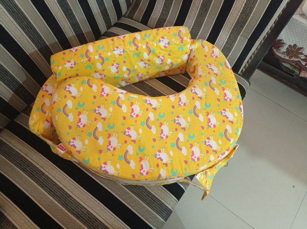 BABYHUG Cotton Feeding Pillow With belt Unicorn Print- Yellow Online Hot Sale