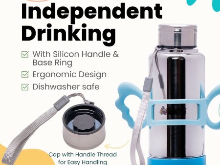 ADORE Ideal Flow 3 Stage Multipurpose Double Wall Insulated Thermos Baby Feeding Bottle Set with Silicon Handle & Base -240ml For Sale