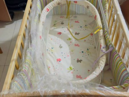 BABYHUG Kelly Wooden Cot With Detachable Bassinet & Mosquito Net - Natural, Dimensions: L116×W68×H88 cm Discount