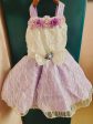 1st Birthday Beautiful White Lavender Party Frock Dress for Baby Girl For Discount