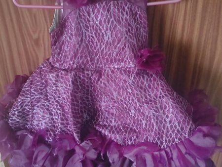 1st Birthday Occasion Frock Dress for Baby Girl - Purple Fashion