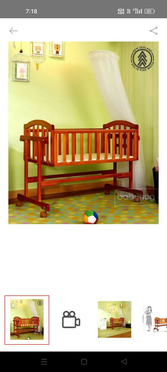 BABYHUG Lonia Wooden Cradle for Baby Online Sale