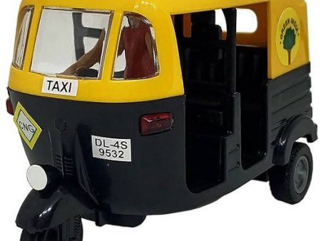 Auto Rickshaw Toy for Kids Pull Back Action Mini Auto Rickshaw Mini for Kids (Black, Yellow) ( Pack of 1) Discount