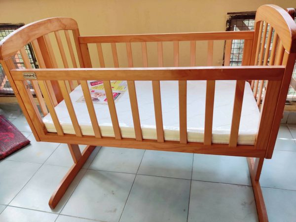 BABYHUG Joy Wooden Cradle + New Babyhug Mattress+ Babyhug Cot Bumper Online Hot Sale